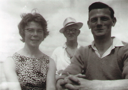 Joan, her father and I, sailing down the river Moy