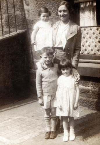 Aunt Annie with my sisters Betty, Sadie and I
